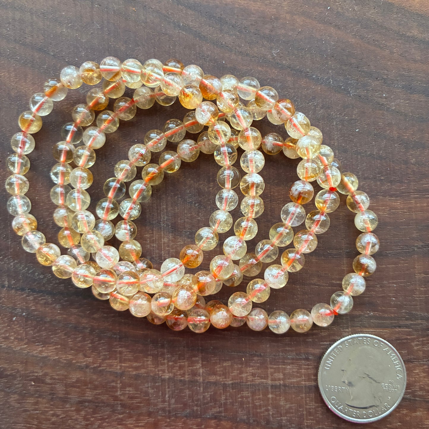 Citrine 6mm Bead Bracelet