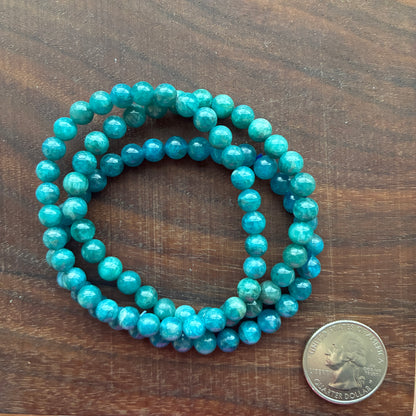 Blue Apatite 6.5mm Bead Bracelet