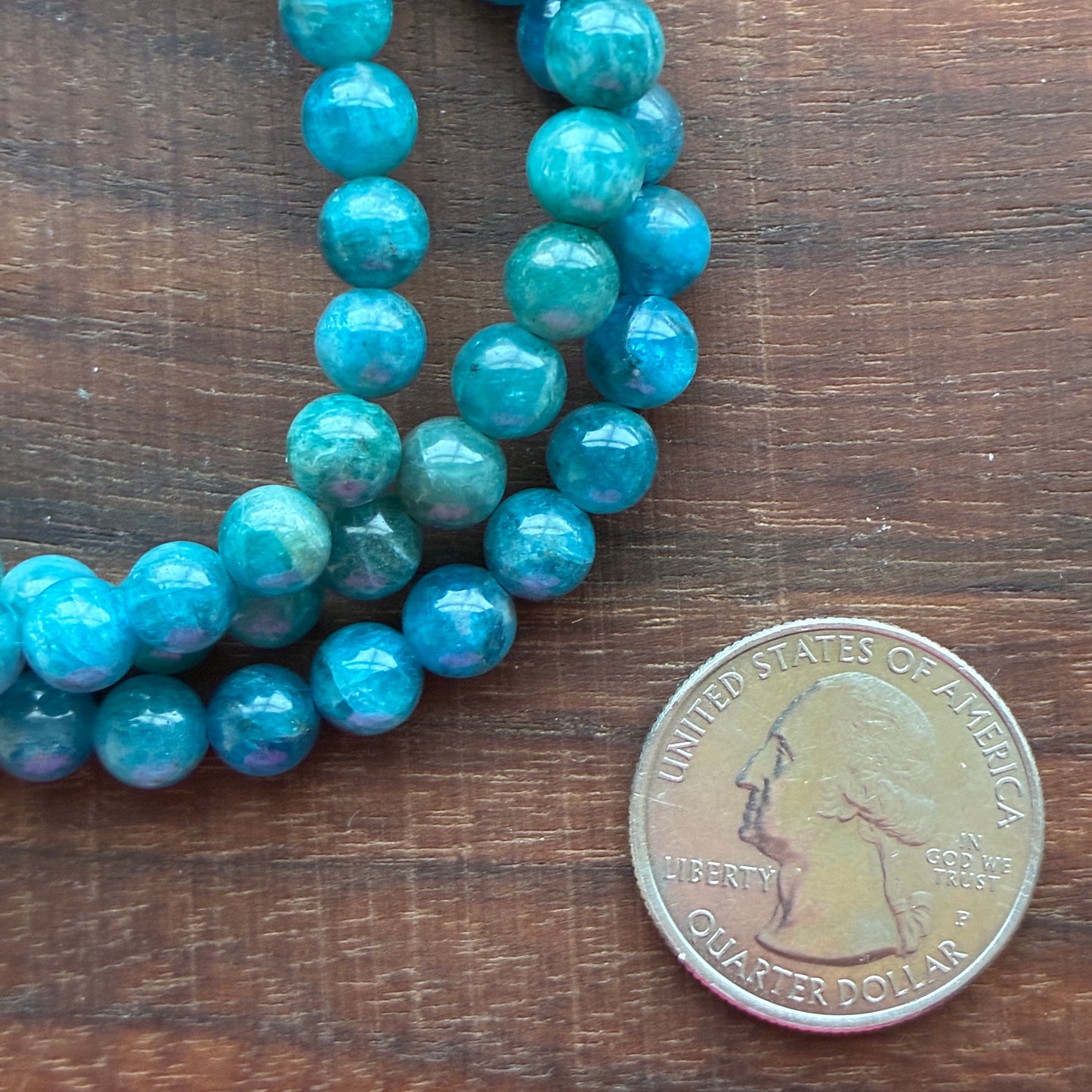 Blue Apatite 6.5mm Bead Bracelet