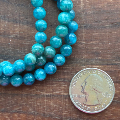 Blue Apatite 6.5mm Bead Bracelet