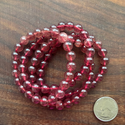 Red Strawberry Quartz 8mm Bead Bracelet