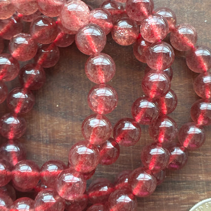 Red Strawberry Quartz 8mm Bead Bracelet