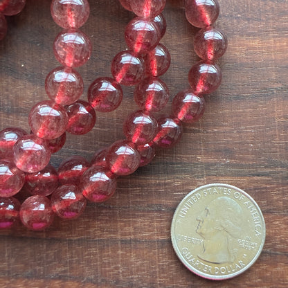 Red Strawberry Quartz 8mm Bead Bracelet