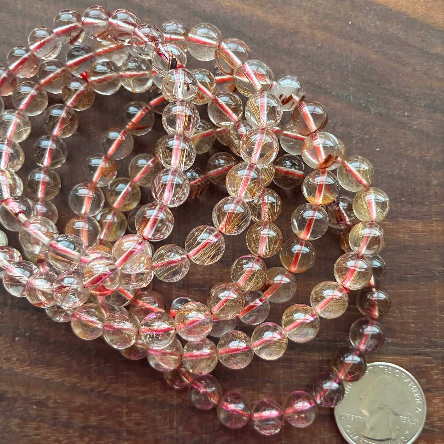 Copper Rutile 8-9mm Bead Bracelet