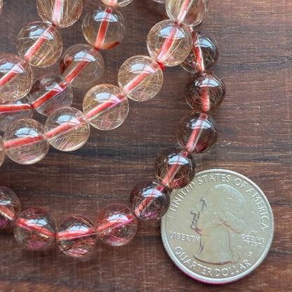Copper Rutile 8-9mm Bead Bracelet