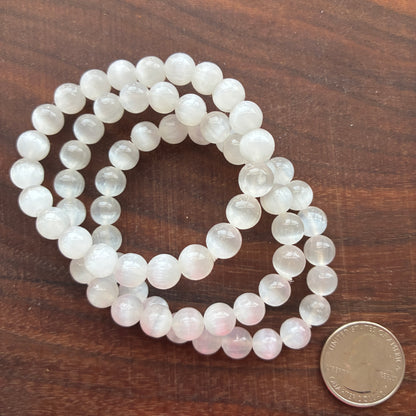 Selenite / Satin Spar 8mm Bead Bracelet