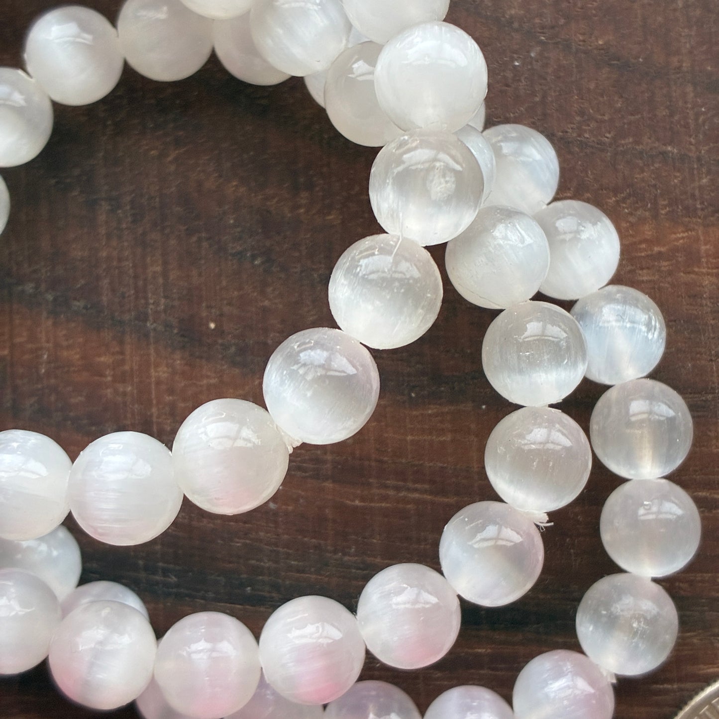Selenite / Satin Spar 8mm Bead Bracelet