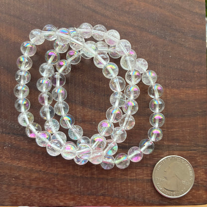 Aura Quartz 8mm Bead Bracelet