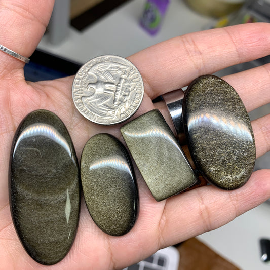 Gold Obsidian Cabochon Lot (4 pcs) - Sale