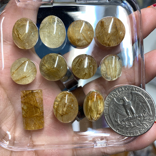 Gold Rutile Cabochon - Ring size