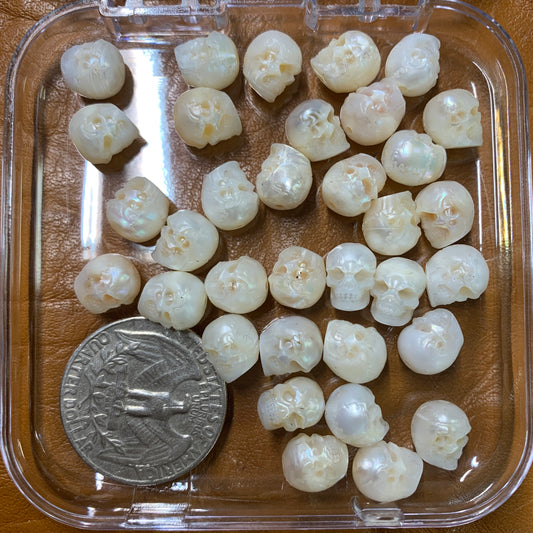 Pearl Skull Bead - Pearl - Carved Pearl - Bead