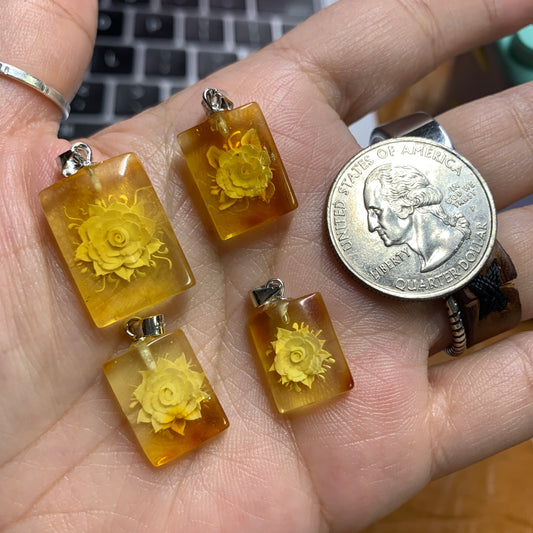 Amber Pendant - Engraved - 925
