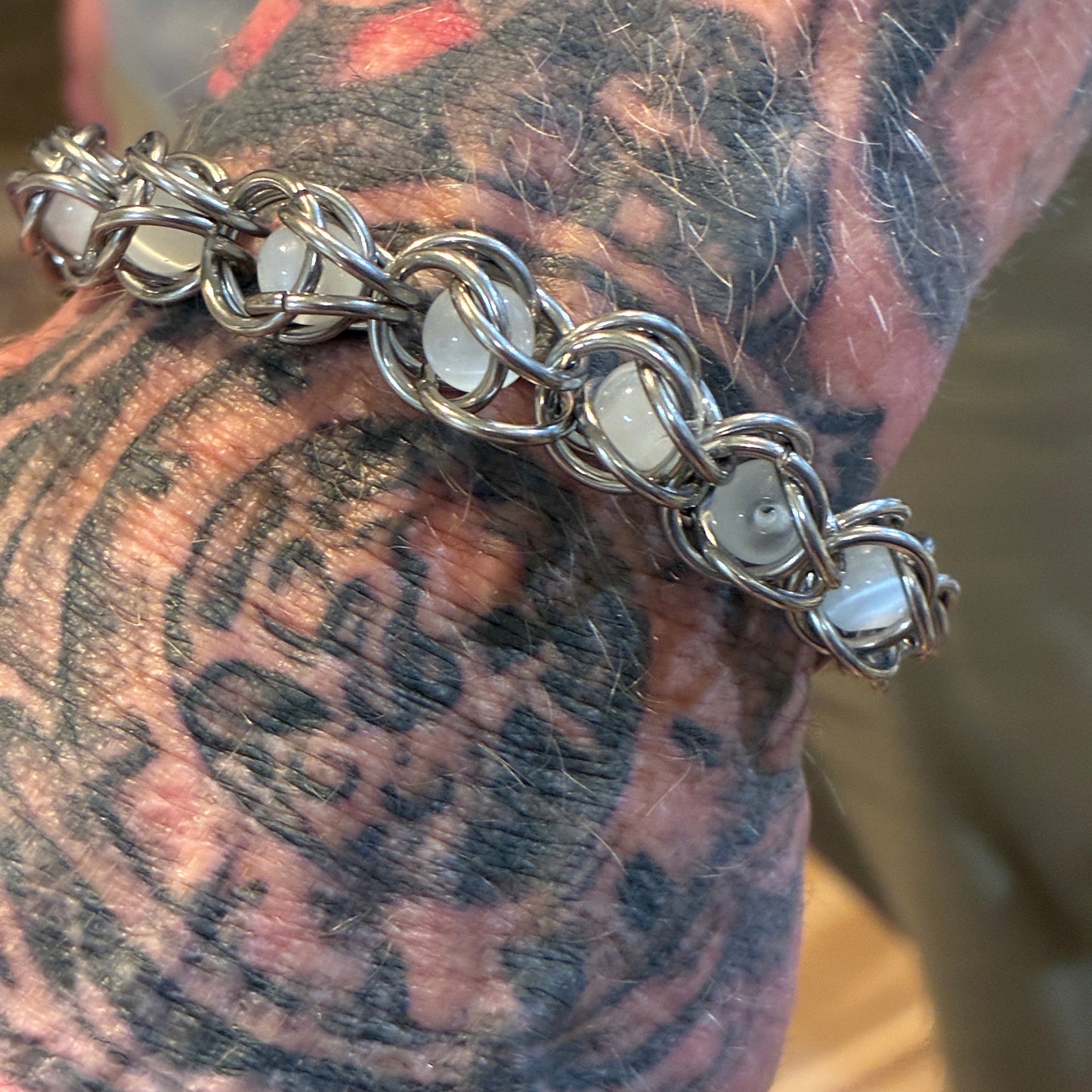 Stainless Steel Men Bracelet - Hematite / Cat Eye / Shungite
