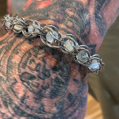 Stainless Steel Men Bracelet - Hematite / Cat Eye / Shungite