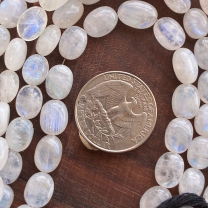 8 inch Moonstone Oval Bead Strand 8x10mm