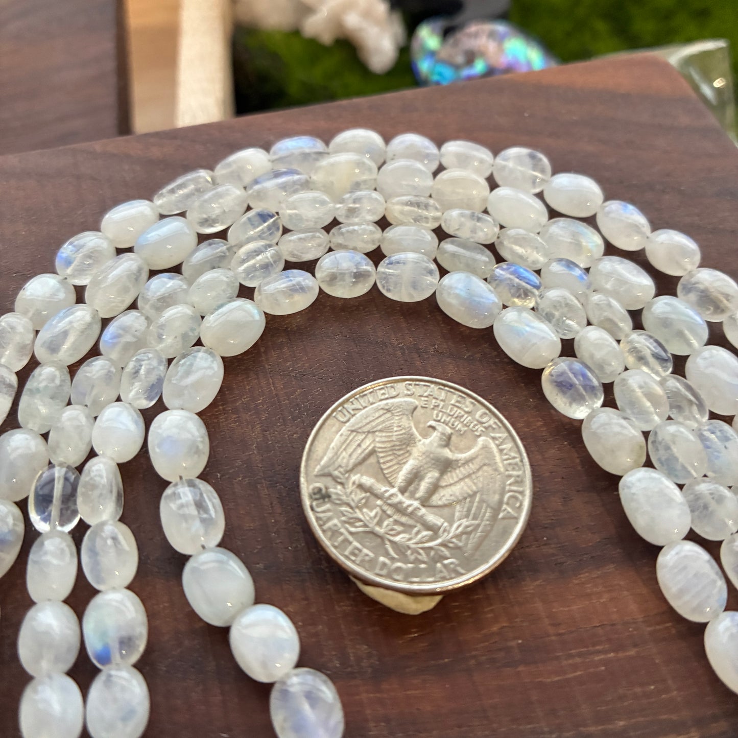 8 inch Moonstone Oval Bead Strand
