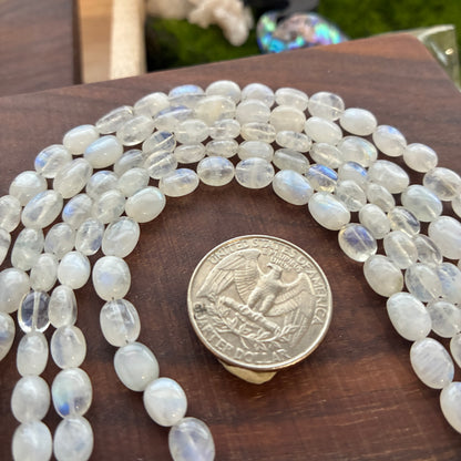 8 inch Moonstone Oval Bead Strand