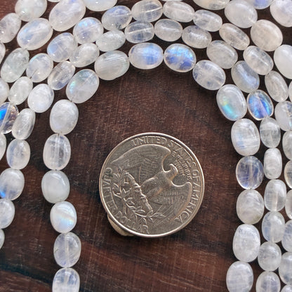8 inch Moonstone Oval Bead Strand