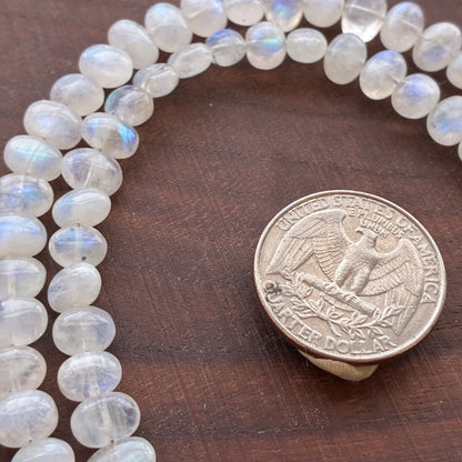 8 inch Moonstone Oval Bead Strand 6x8mm (Side hole)