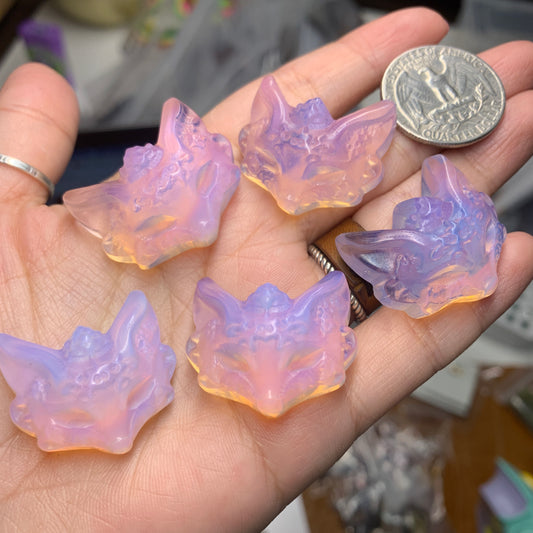 Pink Opalite - Fox Mask - Small - Carving