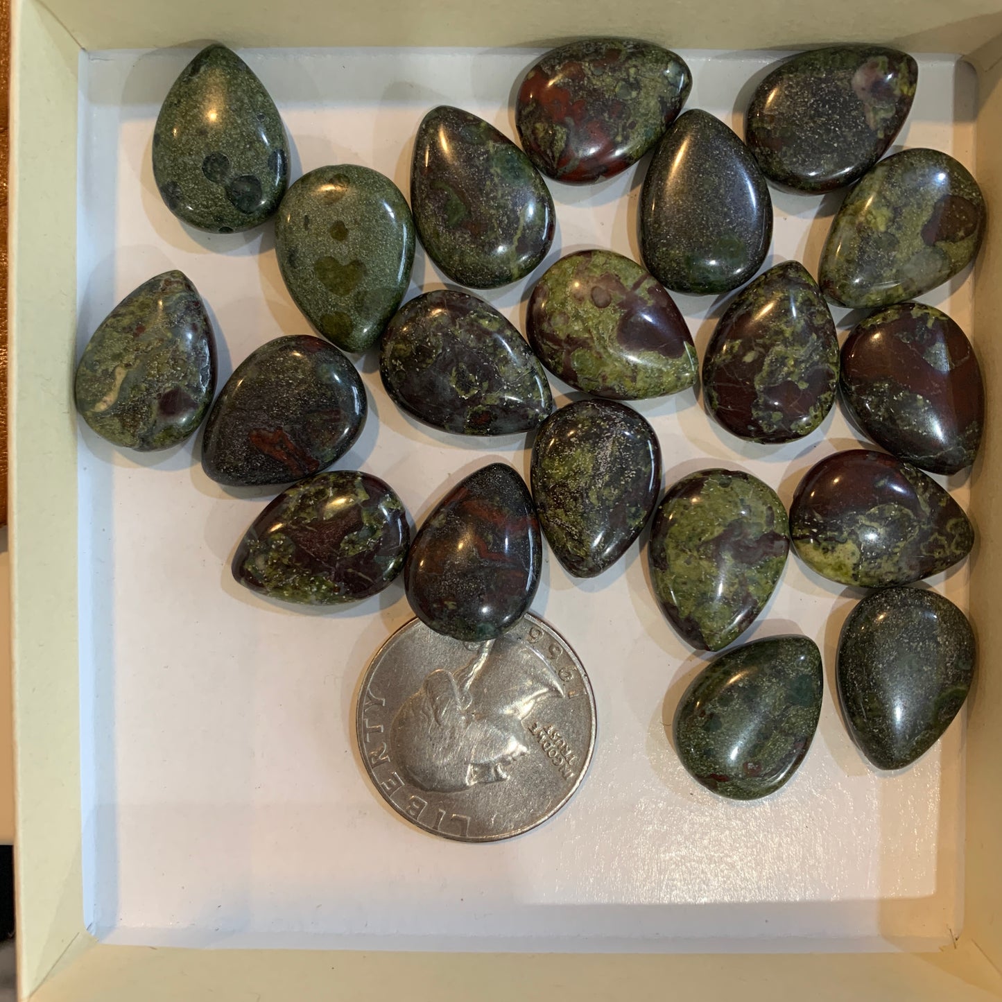 Loose Bead - Larvikite - Bloodstone - Teardrop