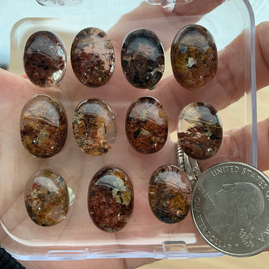 IN STOCK - Black Rutile - Black Mica - Garden Quartz - Cabochon - Oval