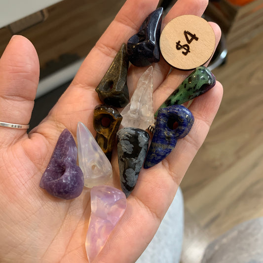 Raven Skull - Lapis - Clear Quartz - Ruby Zoisite - Snowflake Obsidian - Tiger Eye - Pink Opalite - Lepidolite - Gold Obsidian