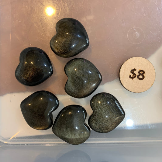 Puffy Heart - Gold Obsidian - Rainbow Obsidian