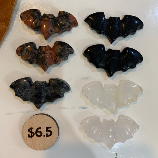 Bat Carving - Obsidian - Clear Quartz - Lavikite
