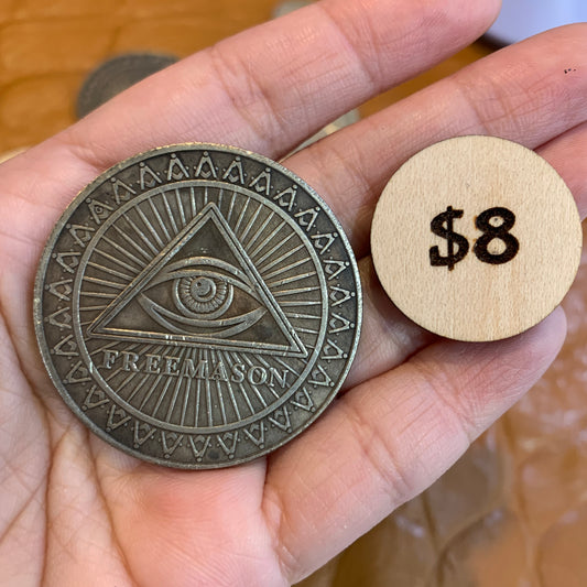 IN STOCK - Brass Coin $8