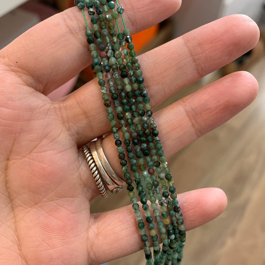 IN STOCK - Faceted Strand - Amazonite - Lab / Grey Moonstone - Rainbow Tourmaline - Moonstone - Indian Moss - 4mm - 2mm - 3mm