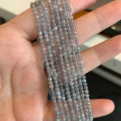 IN STOCK - Faceted Strand - Amazonite - Lab / Grey Moonstone - Rainbow Tourmaline - Moonstone - Indian Moss - 4mm - 2mm - 3mm