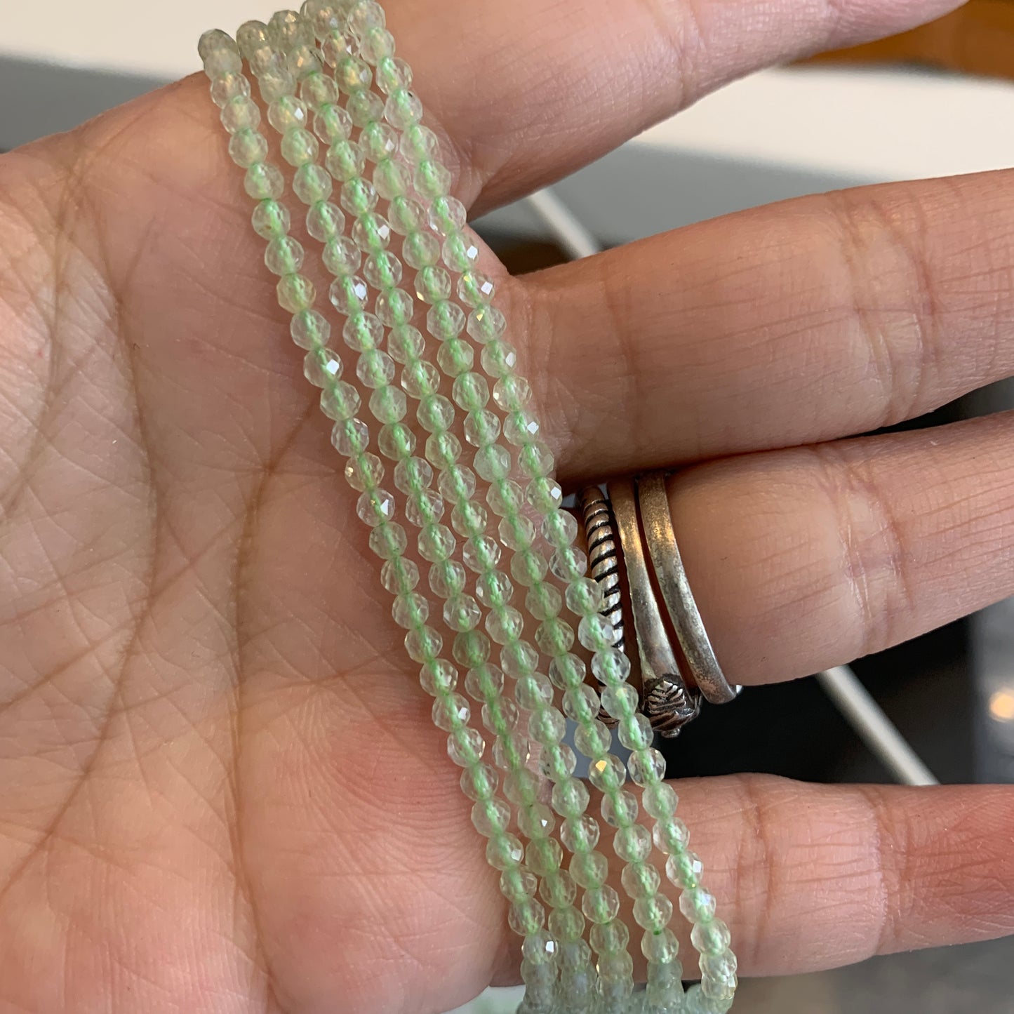 IN STOCK - Faceted Strand - Amazonite - Lab / Grey Moonstone - Rainbow Tourmaline - Moonstone - Indian Moss - 4mm - 2mm - 3mm