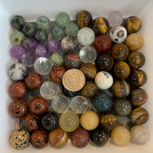 Mini Sphere - Ball - Amethyst - Prehnite - Clear Quartz