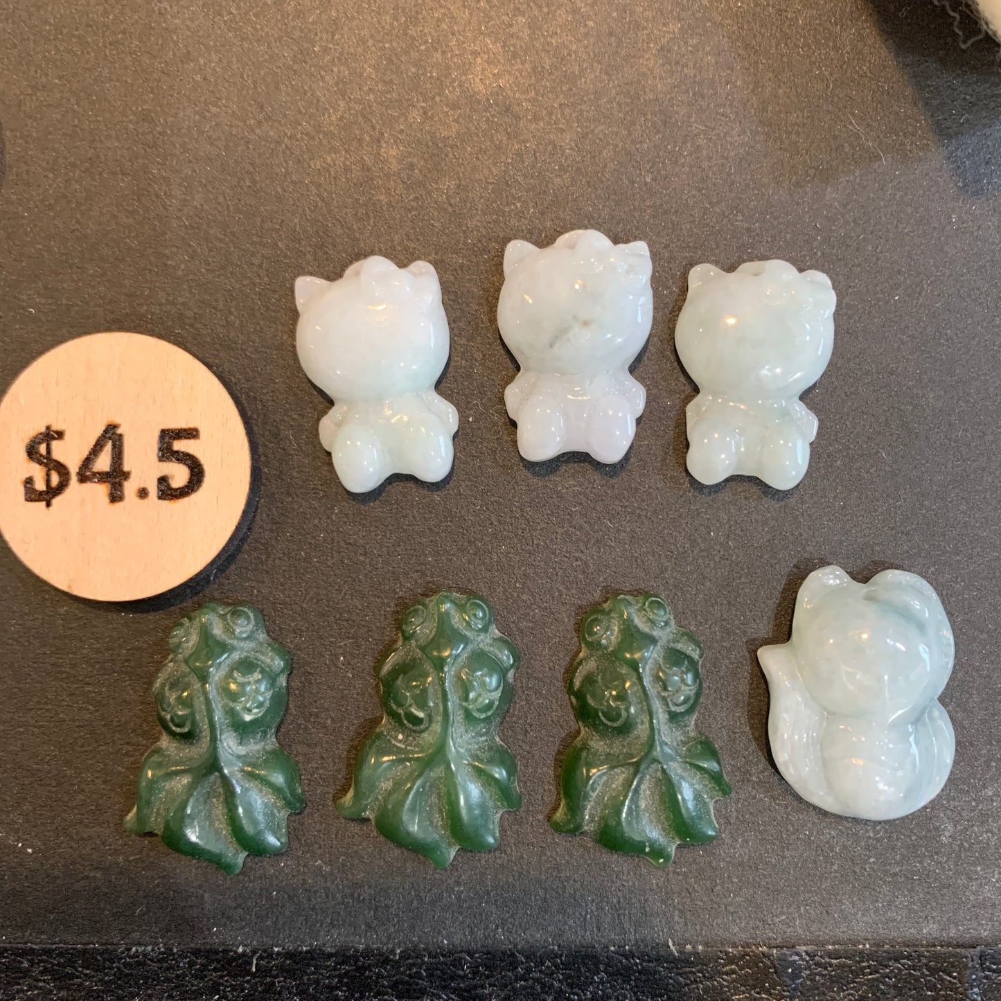 IN STOCK - Jade - Bead - Carving - Kitty - Fish - Fox
