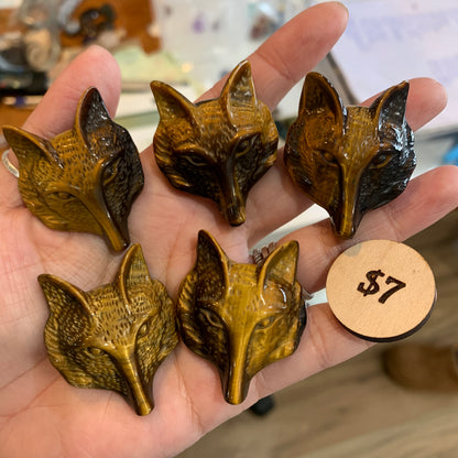 IN STOCK - Tiger Eye - Fox - Flower - Carving