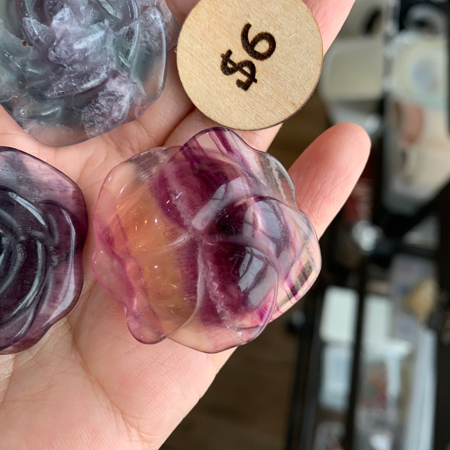 IN STOCK - Fluorite - Carving - Rose