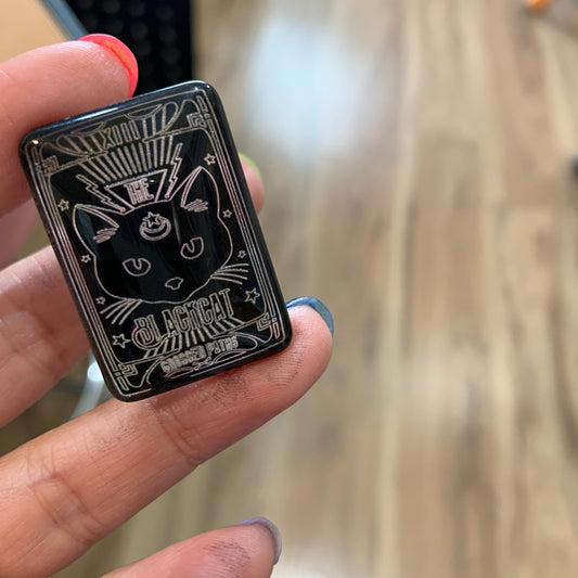 Engraved Glass Cab - Made to order - Black Cat