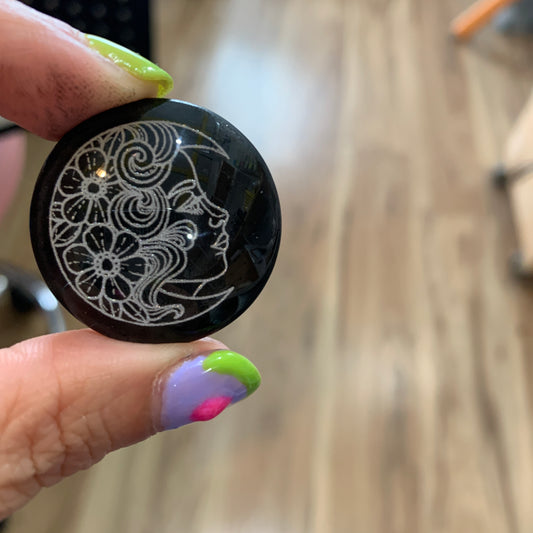 Engraved Glass Cab - Made to order - Moon lady