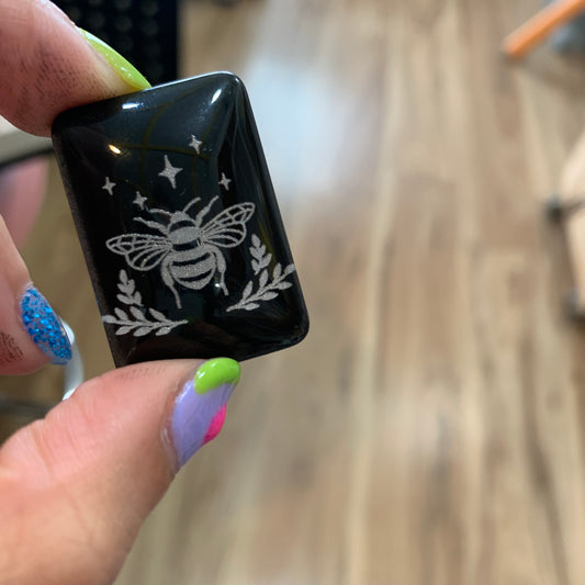 Engraved Glass Cab - Made to order - Bee