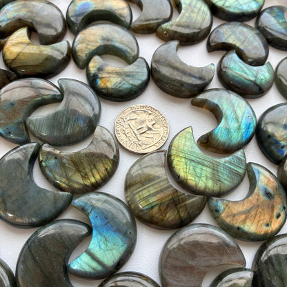 Labradorite Moon Shape Cabochon