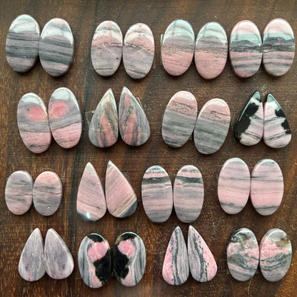 Rhodonite Cabochon Pair