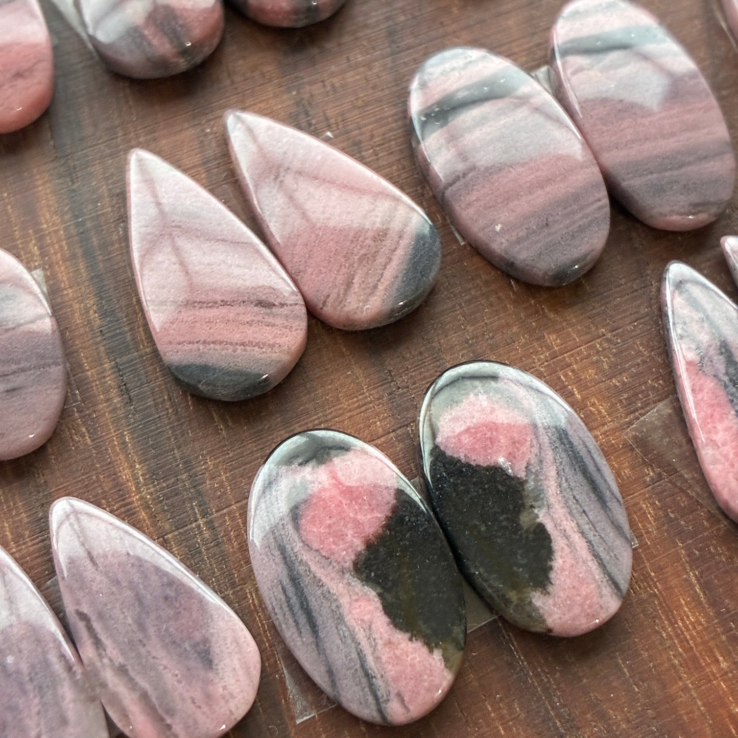 Rhodonite Cabochon Pair