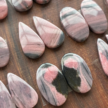 Rhodonite Cabochon Pair