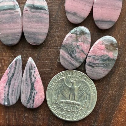 Rhodonite Cabochon Pair