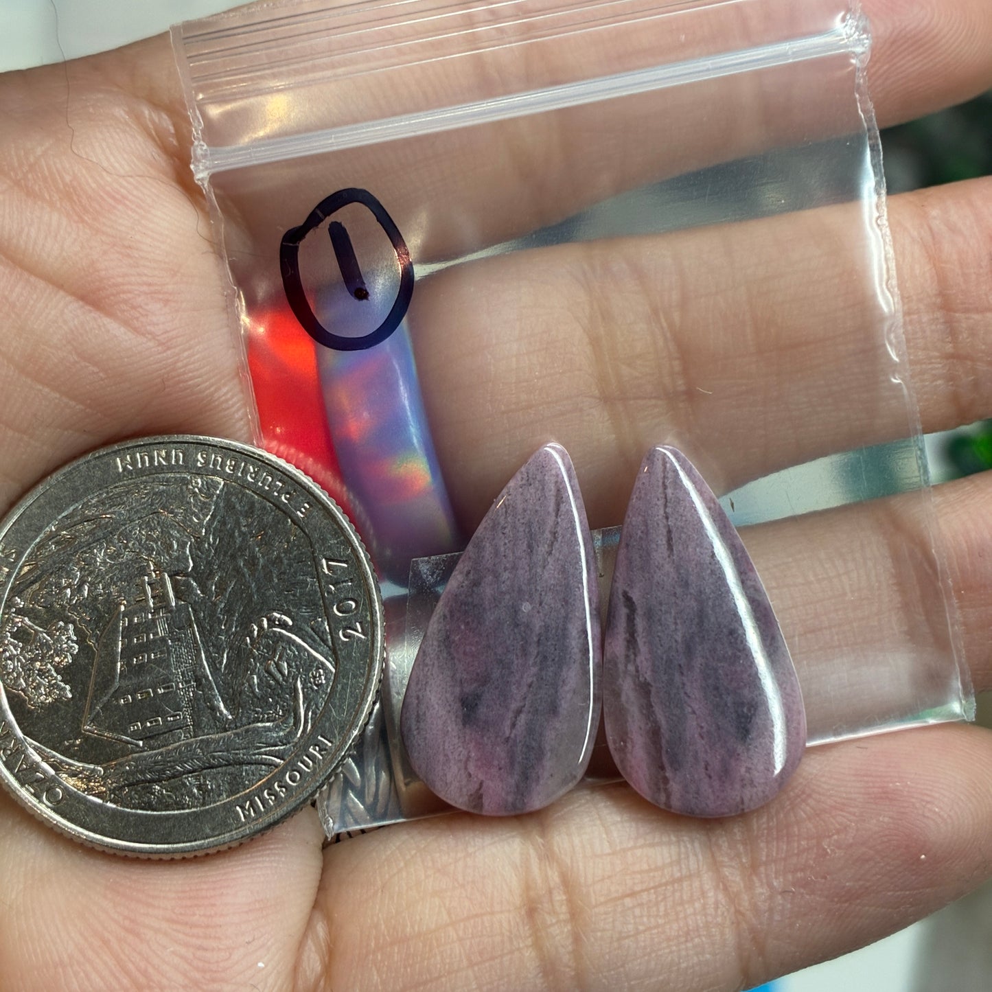 Rhodonite Cabochon Pair
