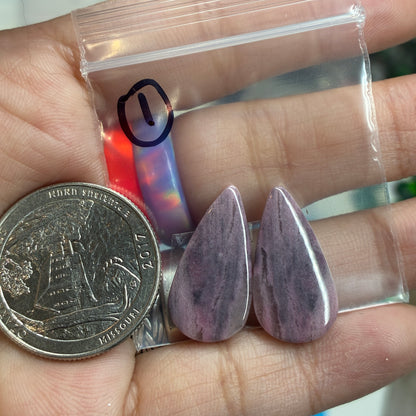 Rhodonite Cabochon Pair