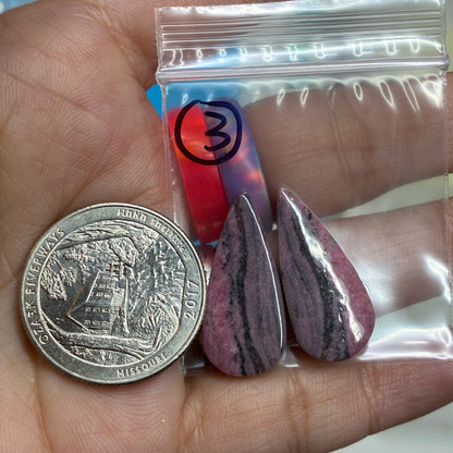 Rhodonite Cabochon Pair