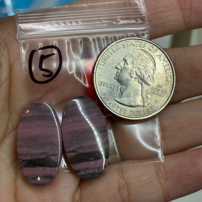 Rhodonite Cabochon Pair