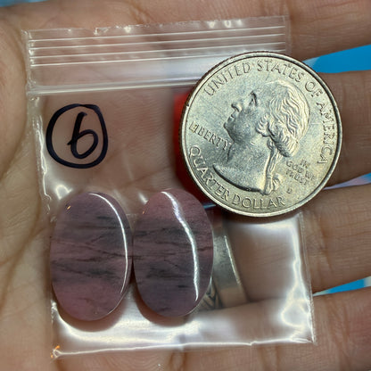 Rhodonite Cabochon Pair